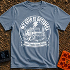 The Grid Is Optional - T-Shirt in Blue Jean - A black and white circular patch design featuring a rugged 4x4 expedition...