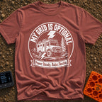 The Grid Is Optional - T-Shirt in Brick - A black and white circular patch design featuring a rugged 4x4 expedition...