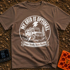 The Grid Is Optional - T-Shirt in Espresso - A black and white circular patch design featuring a rugged 4x4 expedition...
