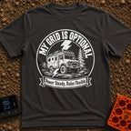 The Grid Is Optional - T-Shirt in Graphite - A black and white circular patch design featuring a rugged 4x4 expedition...