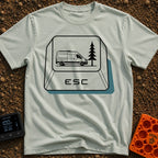 Ctrl Alt Escape - T-Shirt in Bay - A black-and-white illustration of a large computer keyboard "ESC" key. The top surface...