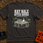Rural Coffee Break - T-Shirt in Graphite - A laptop, a steaming coffee mug with a lightning bolt, and a notebook with a...