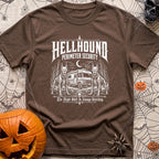 Under Hellhound Surveillance - T-Shirt in Espresso - Faint white line art depicting two skeletal, fierce-looking doberman...