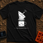 High Bandwidth Brew - T-Shirt in Black - A line-art illustration of a pour-over coffee dripper designed to look like a...