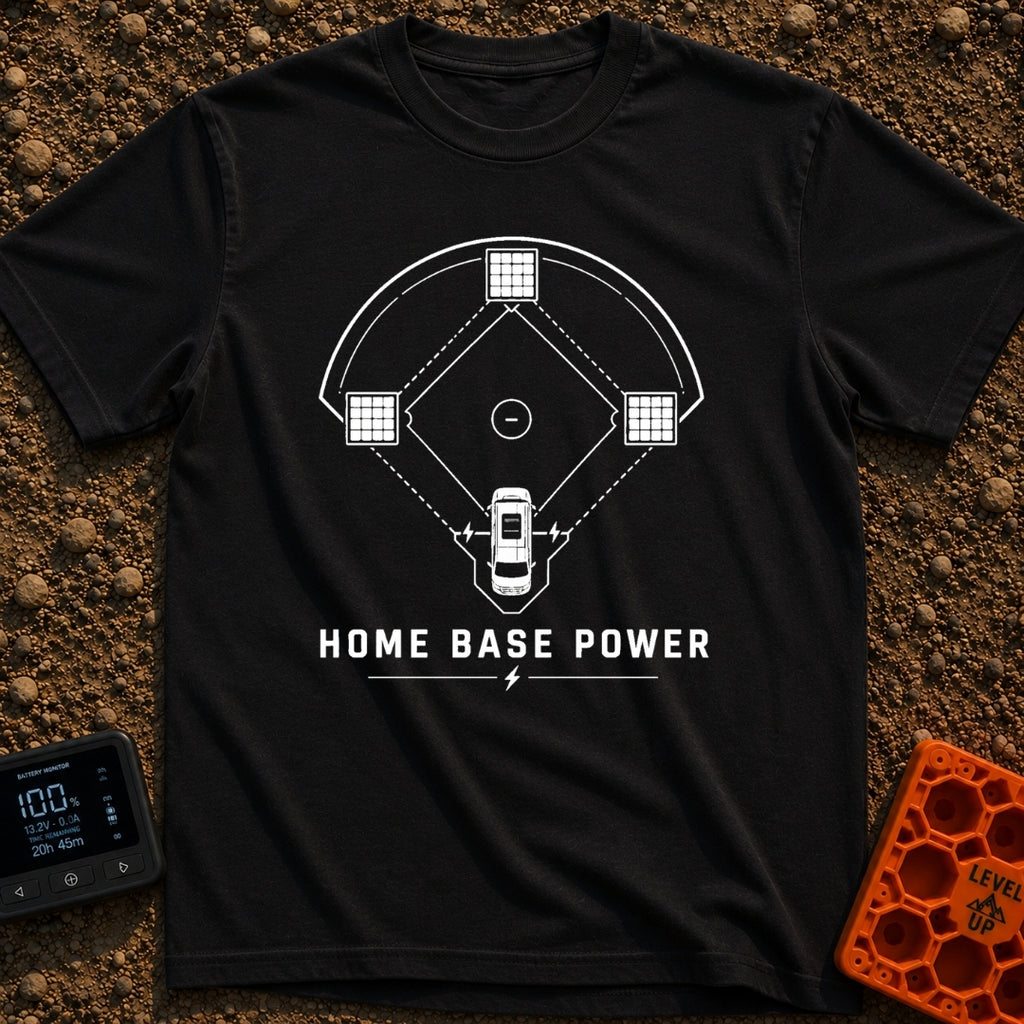 Home Base Power - T-Shirt in Black - A black and white line drawing of a baseball diamond where home plate is a top-down...
