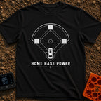 Home Base Power - T-Shirt in Black - A black and white line drawing of a baseball diamond where home plate is a top-down...