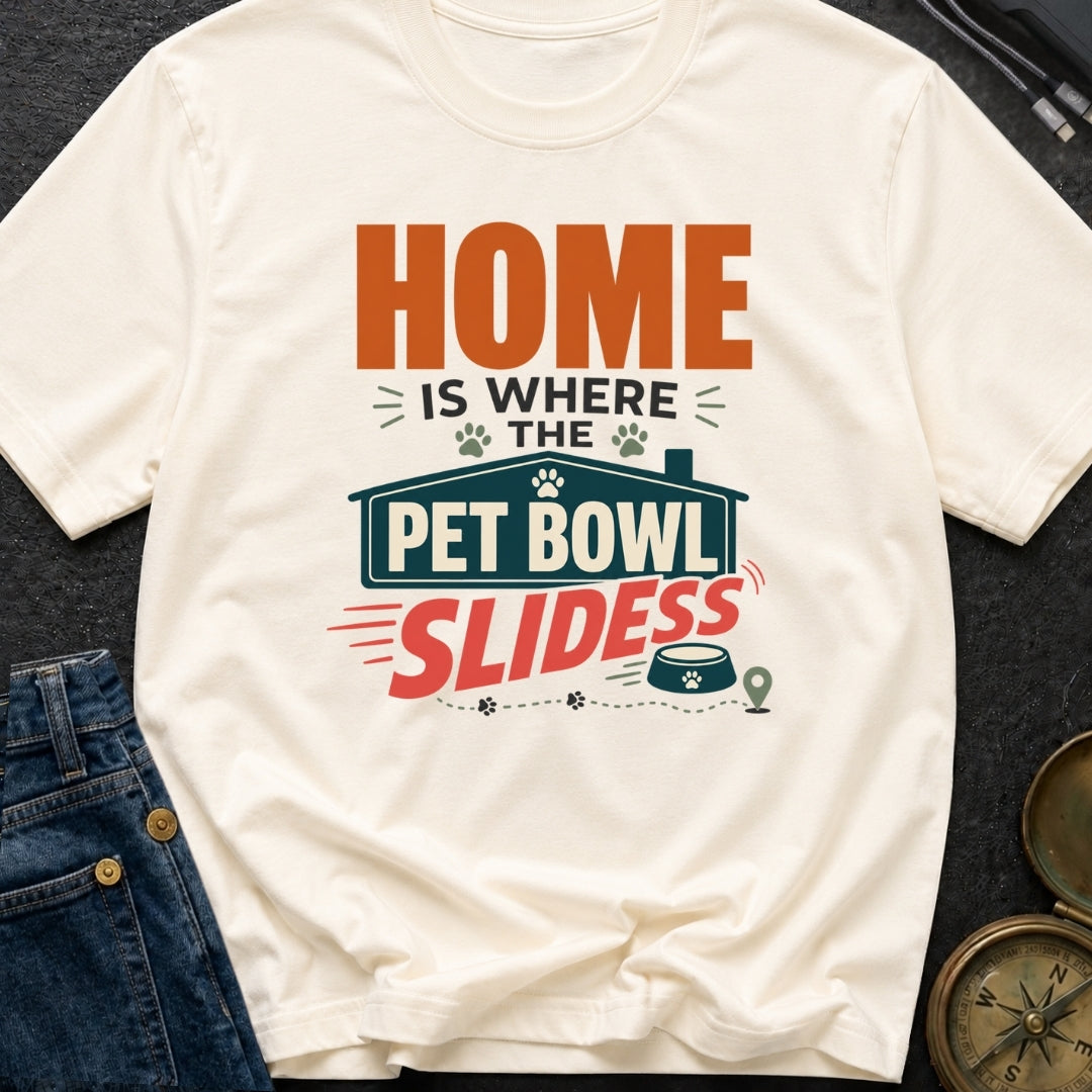 Where Pet Bowls Slide - T-Shirt