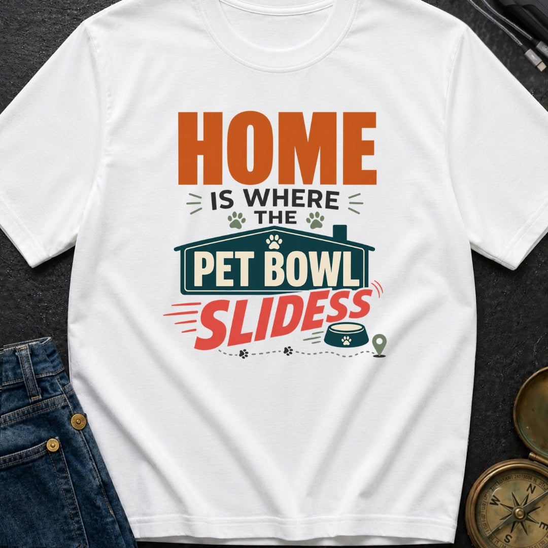 Where Pet Bowls Slide - T-Shirt