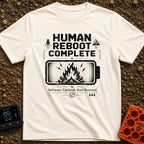 Ctrl Alt Escape - T-Shirt in Ivory - A distressed black and white graphic featuring a large horizontal battery outline...