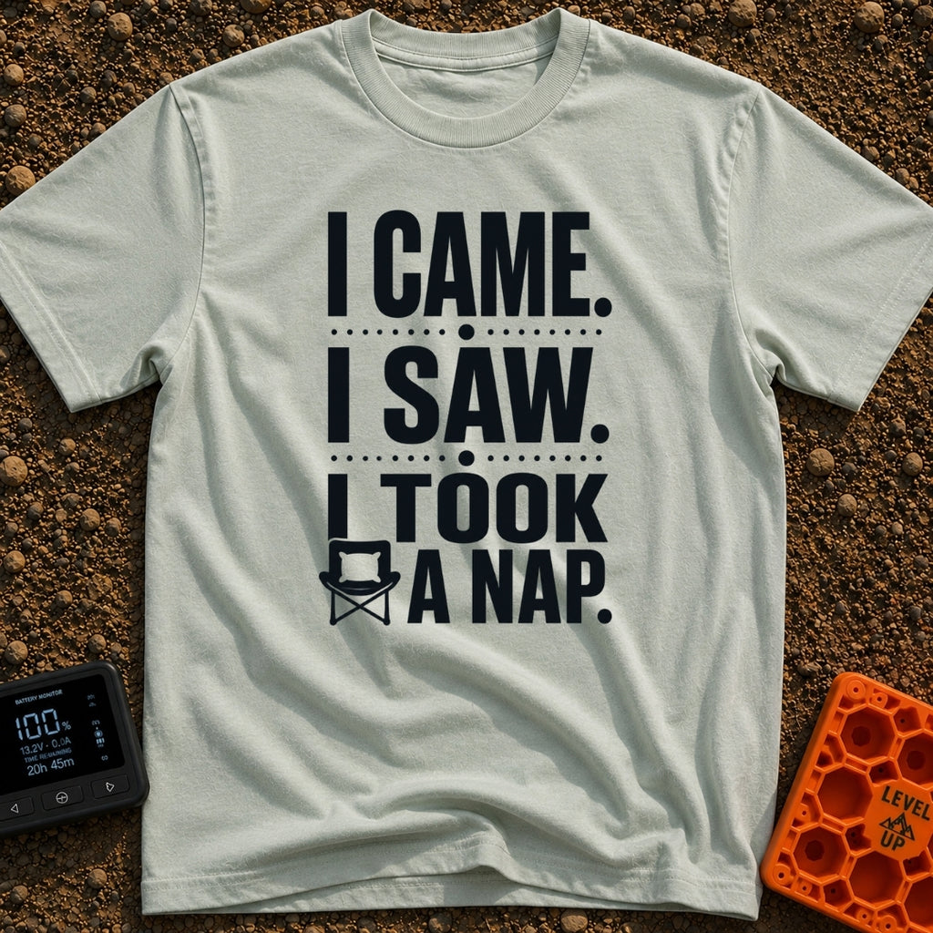I Came I Napped - T-Shirt in Bay - A text-based design featuring the phrase "I CAME. I SAW. I TOOK A NAP." in bold,...