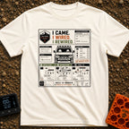 I Came I Rewired - T-Shirt in Ivory - A graphic styled as a vehicle work order featuring a front-facing adventure van in...