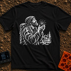 Love You A Watt - T-Shirt in Black - A black and white illustration of a bearded man wearing a beanie and backpack,...