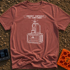 Insert Pod To Continue - T-Shirt in Brick - A black and white illustration of a pod-style coffee maker sitting on top of...
