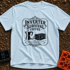 Inverter Life Support - T-Shirt in Chambray - A black and white vintage-style typographic design featuring the text...