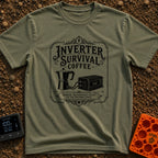Inverter Life Support - T-Shirt in Moss - A black and white vintage-style typographic design featuring the text "Inverter...