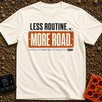Nomad Mode Activated - T-Shirt in Ivory - A typographic design featuring the text "LESS ROUTINE." next to a toggle...