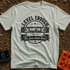 Looks Level To Me - T-Shirt in Bay - A distressed, black-and-white circular badge design featuring a horizontal spirit...