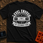 Looks Level To Me - T-Shirt in Black - A distressed, black-and-white circular badge design featuring a horizontal spirit...