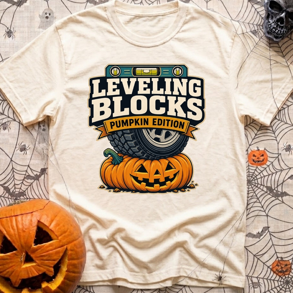 Next Level Gourds - T-Shirt in Ivory - A graphic illustration showing a large off-road vehicle tire parked directly on...
