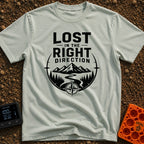 Lost The Right Way - T-Shirt in Bay - A black and white graphic showing a winding river flowing toward snow-capped...
