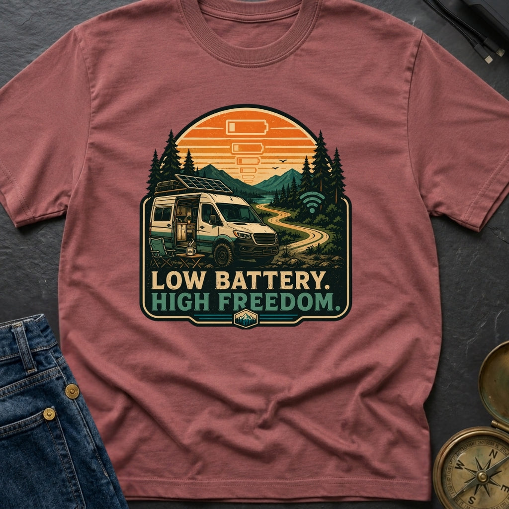 Low Battery Happy Camper - T-Shirt