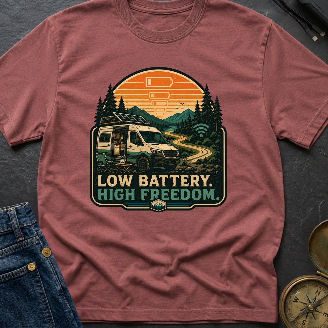 Low Battery Happy Camper - T-Shirt