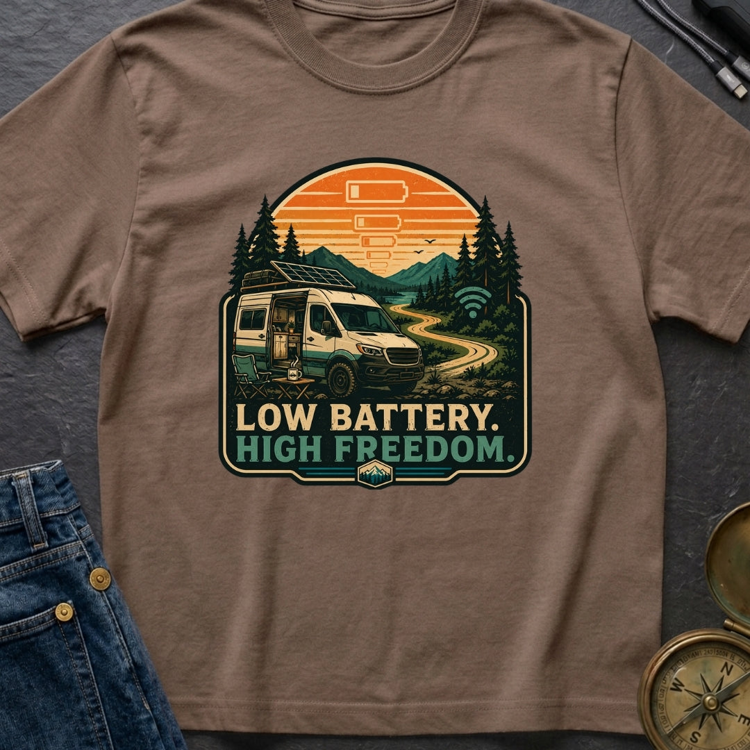 Low Battery Happy Camper - T-Shirt