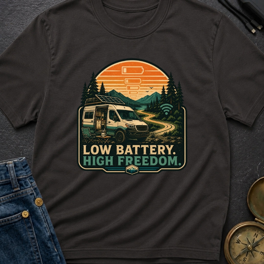 Low Battery Happy Camper - T-Shirt