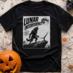 Bad Moon Reception - T-Shirt in Black - A black and white distressed illustration of a werewolf standing on a rocky cliff...
