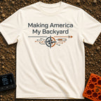 The Great American Backyard - T-Shirt in Ivory - The text "Making America My Backyard" is displayed above a graphic of a...