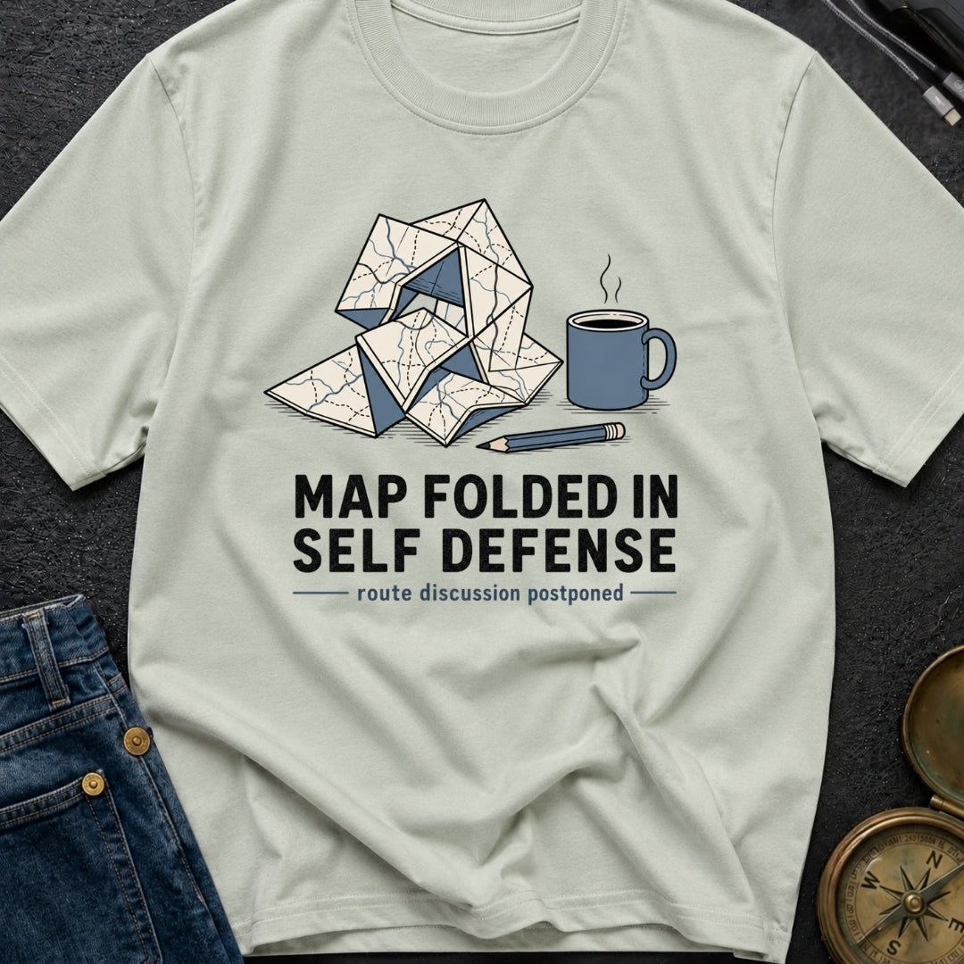 Map Folded In Self Defense - T-Shirt