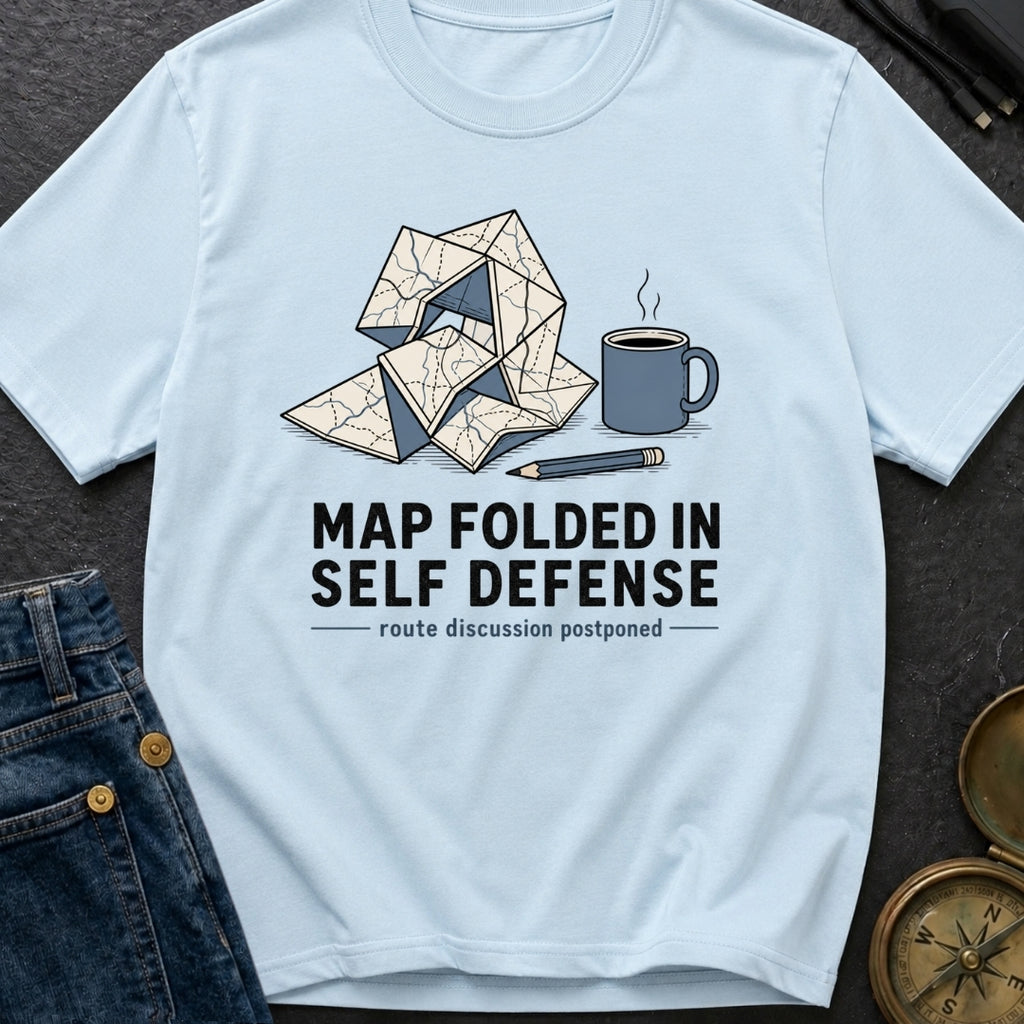 Map Folded In Self Defense - T-Shirt
