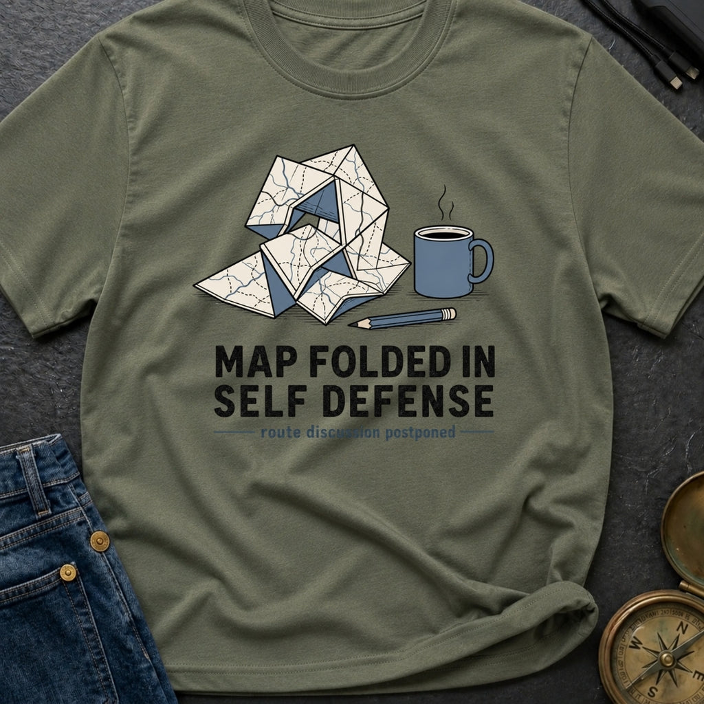 Map Folded In Self Defense - T-Shirt