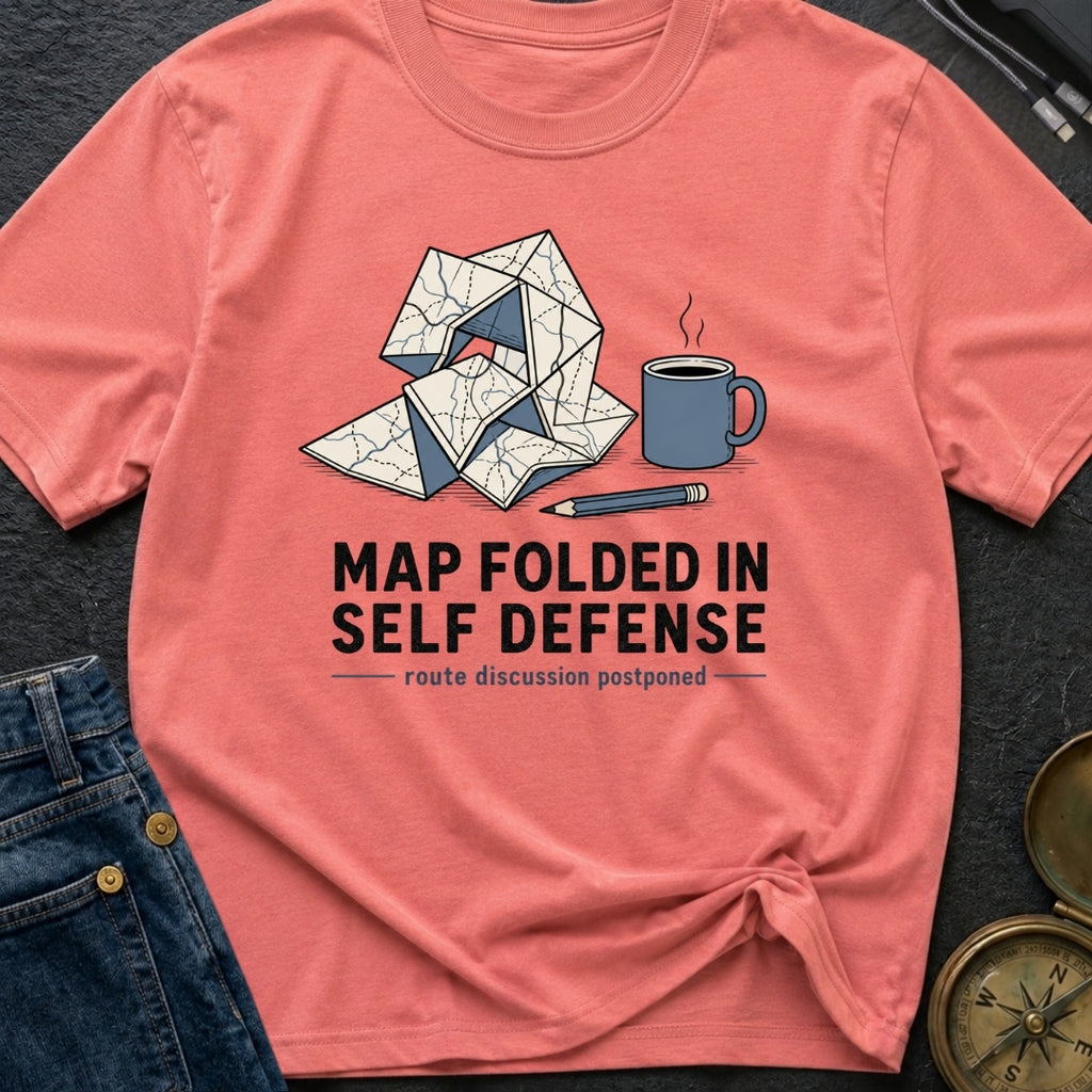 Map Folded In Self Defense - T-Shirt