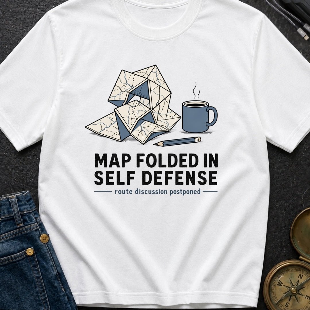 Map Folded In Self Defense - T-Shirt