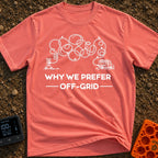 Measured Twice Still Short - T-Shirt in Watermelon - A black-and-white line drawing of a camper van connected to a...