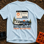 Meeting Declined View Accepted - T-Shirt in Chambray - A digital calendar pop-up showing a "Team Meeting" invitation...