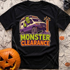 Low Clearance Monster - T-Shirt in Black - A cartoon illustration of Frankenstein's monster giving a thumbs-up from the...