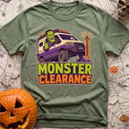 Low Clearance Monster - T-Shirt in Moss - A cartoon illustration of Frankenstein's monster giving a thumbs-up from the...