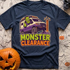 Low Clearance Monster - T-Shirt in Navy - A cartoon illustration of Frankenstein's monster giving a thumbs-up from the...