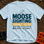 Moose Reset Mode - T-Shirt in Chambray - A typographic design featuring a moose silhouette above the text "MOOSE...