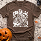 Mud Sweat And Gears - T-Shirt in Espresso - A distressed black and white illustration of a dripping mud monster...