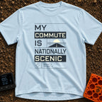 My Nationally Scenic Commute - T-Shirt in Chambray - A typographic design reading "MY COMMUTE IS NATIONALLY SCENIC"...