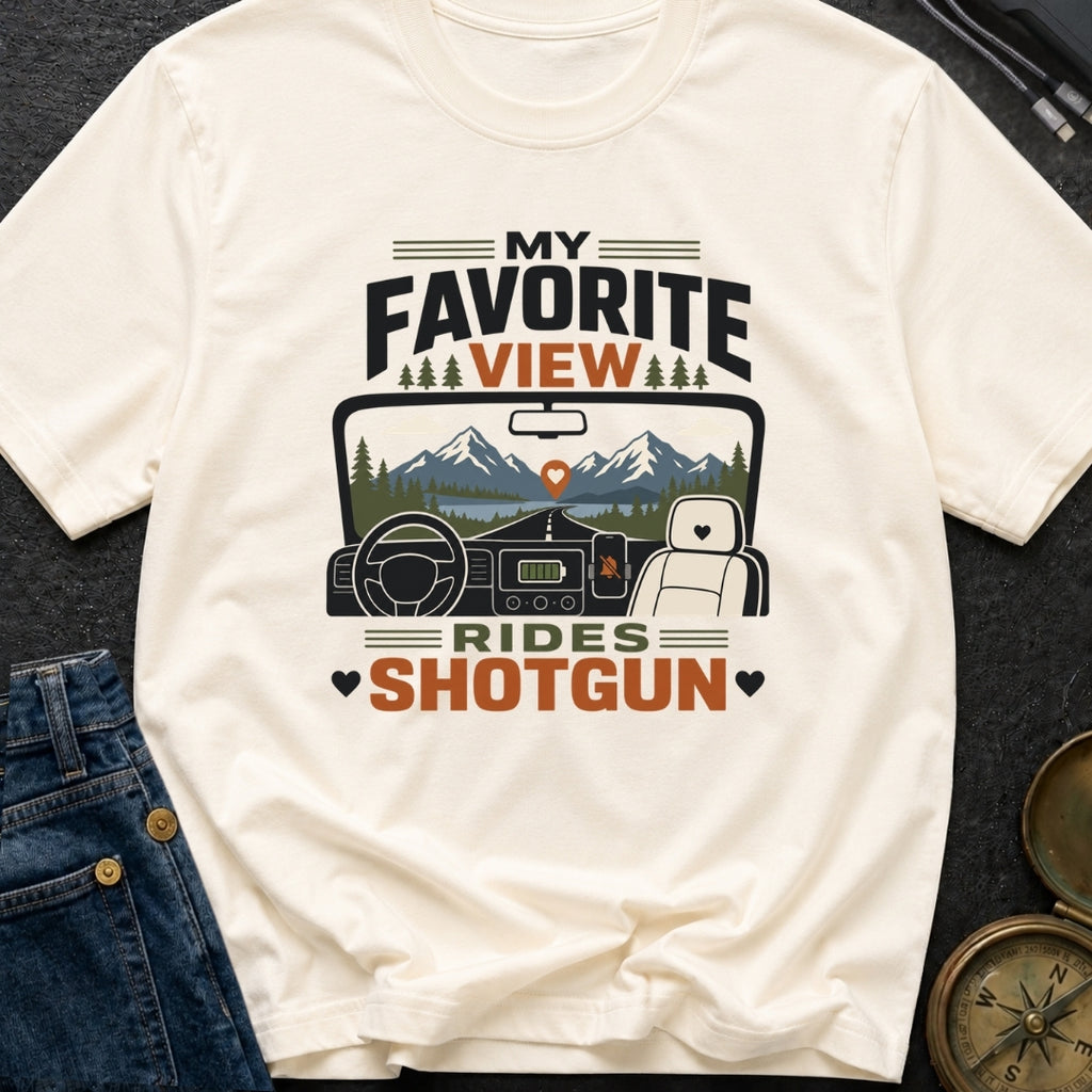 My Favorite View Rides Shotgun - T-Shirt