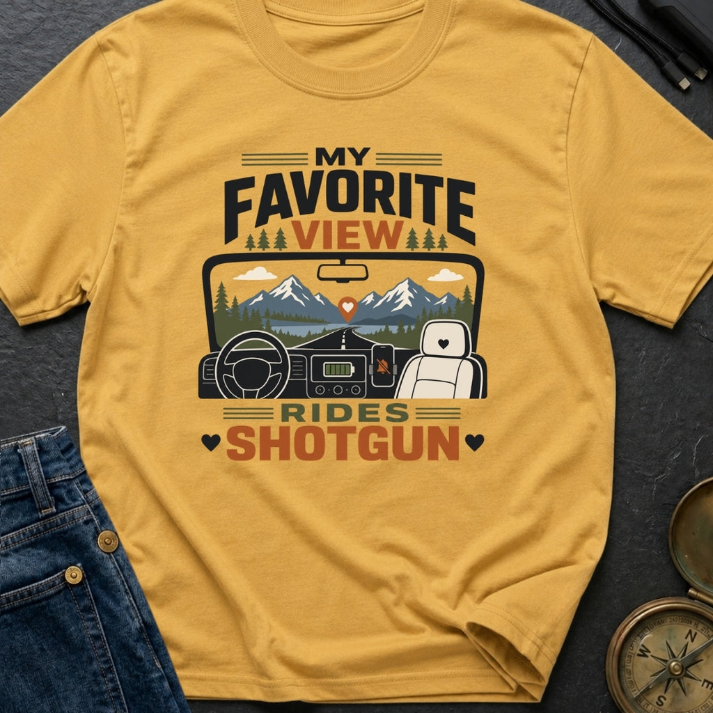 My Favorite View Rides Shotgun - T-Shirt