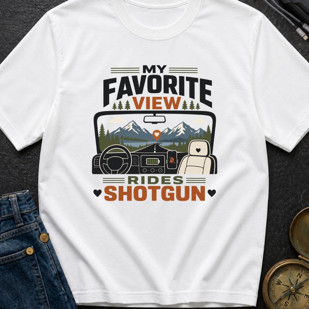 My Favorite View Rides Shotgun - T-Shirt