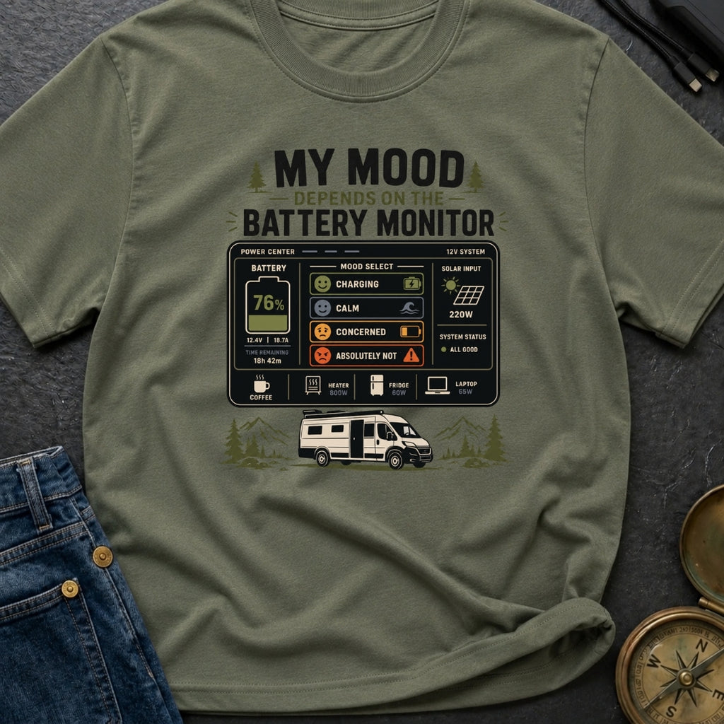 My Mood Depends On The Battery Monitor - T-Shirt
