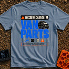 Mystery Charge Parts - T-Shirt in Blue Jean - A graphic design featuring the large text "VAN PARTS" next to an...