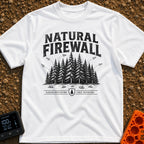Nature Is My Firewall - T-Shirt in White - A black and white illustration of a dense cluster of pine trees acting as a...