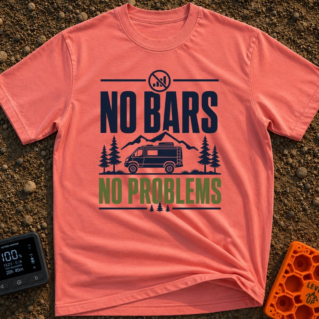 No Bars No Problem - T-Shirt in Watermelon - A graphic design featuring the text "NO BARS NO PROBLEMS" and a crossed-out...